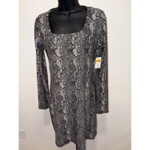 Mudd Womens Size Small Snakeskin Print Dress   Middi  Stretch Long Sleeve
